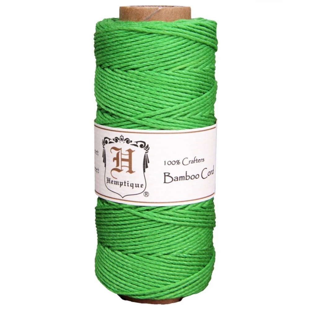 Hemptique Bamboo Cord Spool Neon Green Macrame Crochet Knit Crafting Vegan 1mm